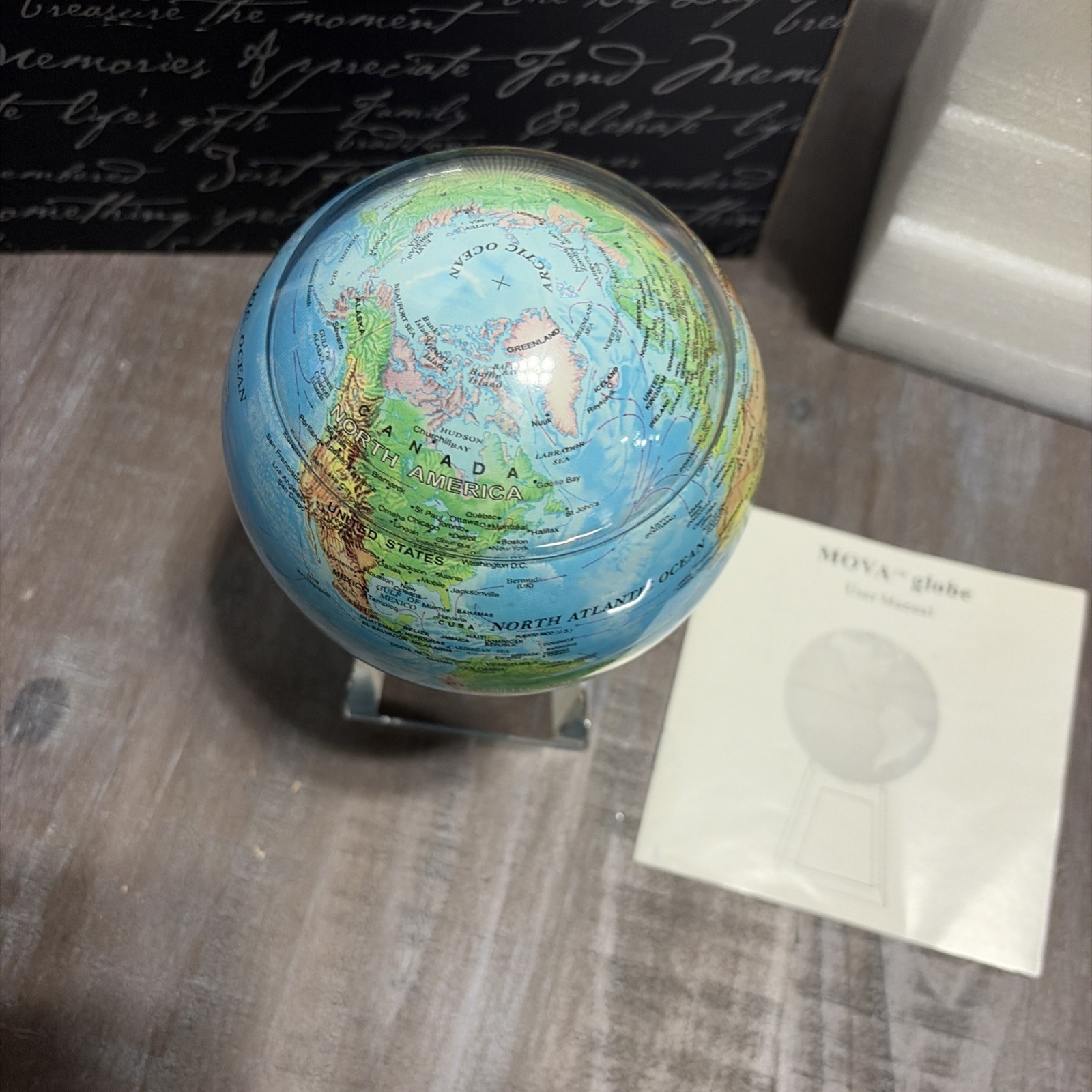 MOVA GLOBE RELIEF BLUE GLOBE 4.5″ W/ MED. CRYSTAL BASE AS-IS PARTS ONLY READ