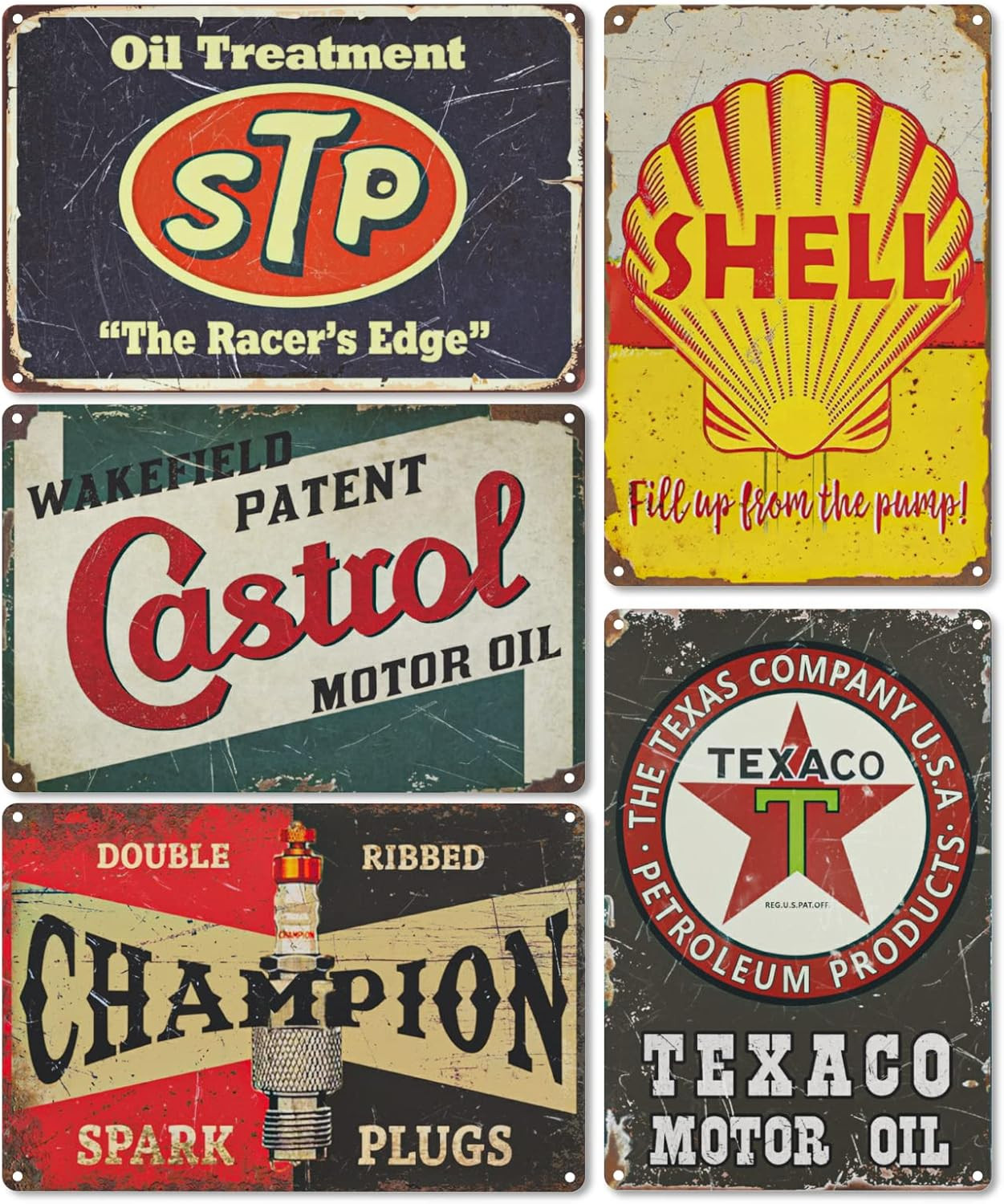Vintage Garage Signs Room Decor 5PCS, PVC Made Garage Decor Signs for Men
