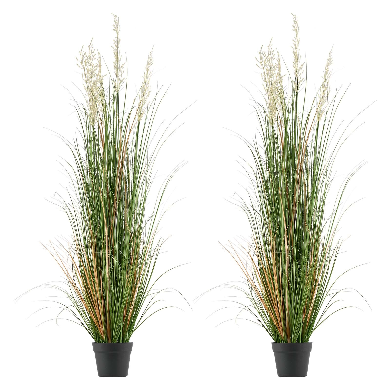 VEVOR Artificial Grass Plant 59 Inch Reed Flower Grass In Pot 2 Pack Green