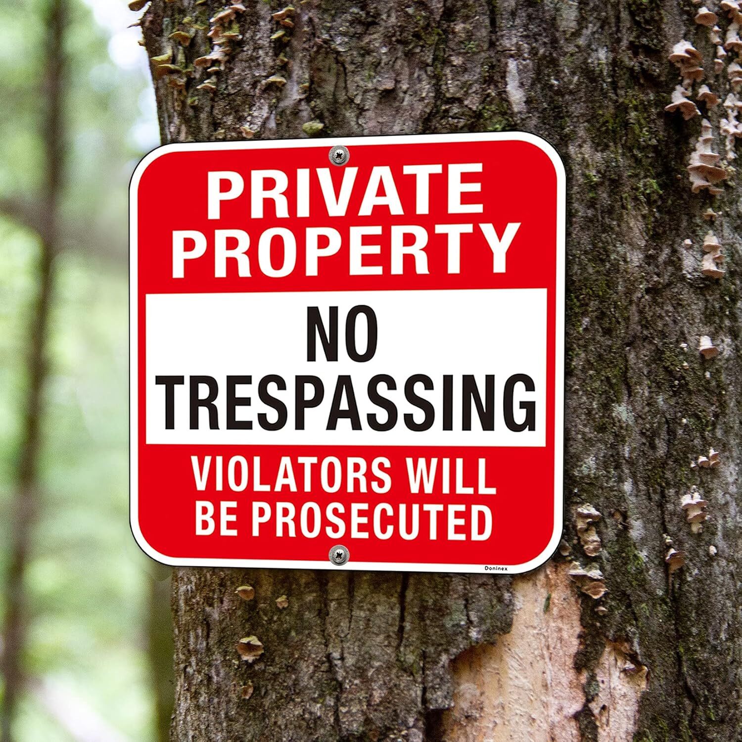 Large (4 Pack) Private Property No Trespassing Sign, 12X12 Inches Metal Heavy Du