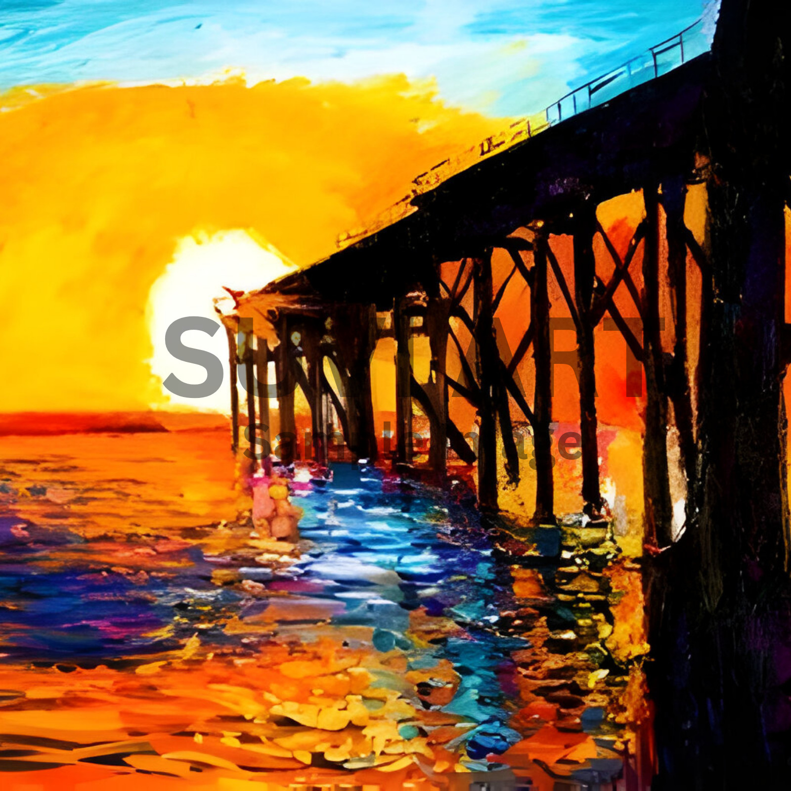 Digital Image Beautiful Sea Bridge Wall art for living and bed room A-184