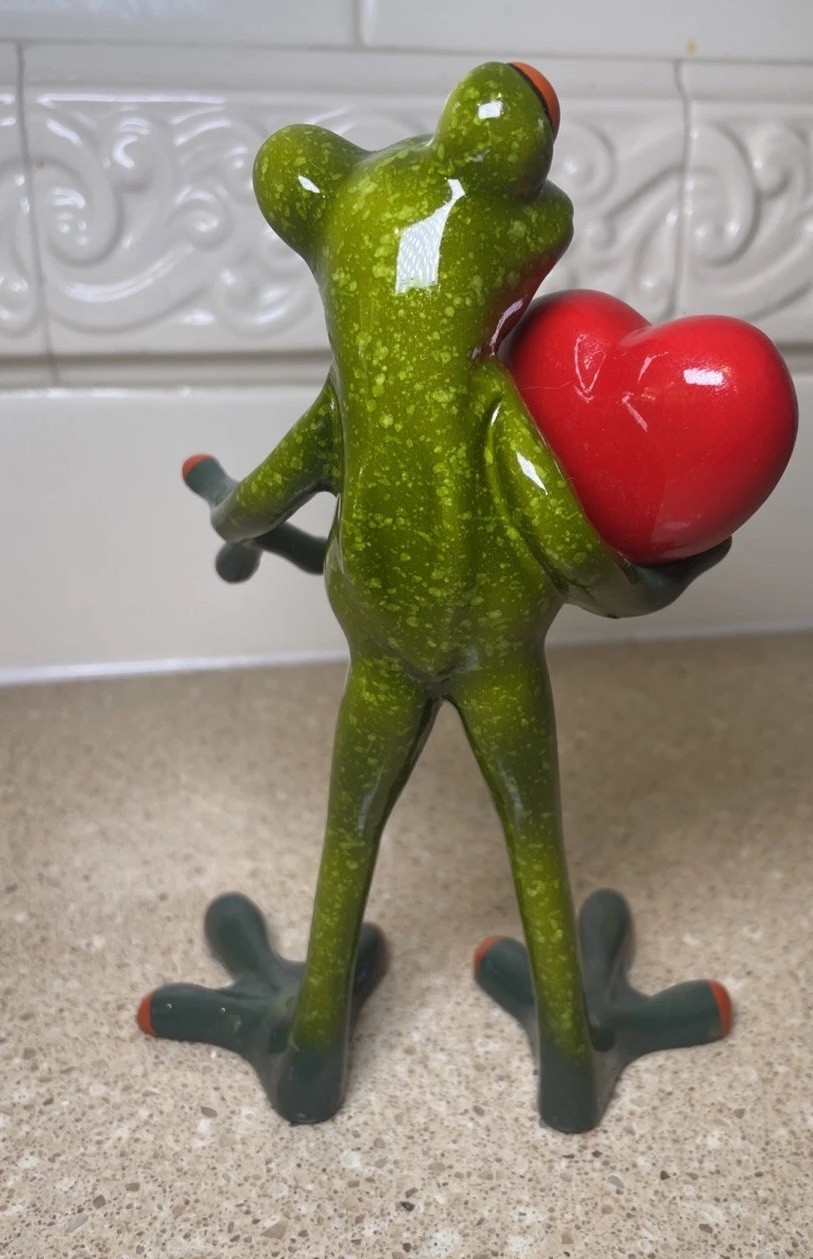Frog Figurine Holding A Red Heart