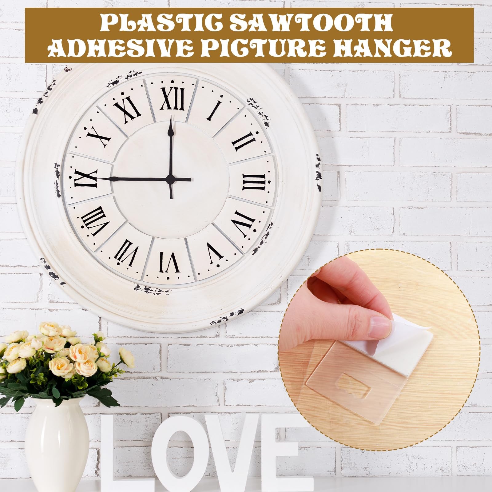 10 Pcs Picture Hanging Hooks for Frames Adhesive Plastic White