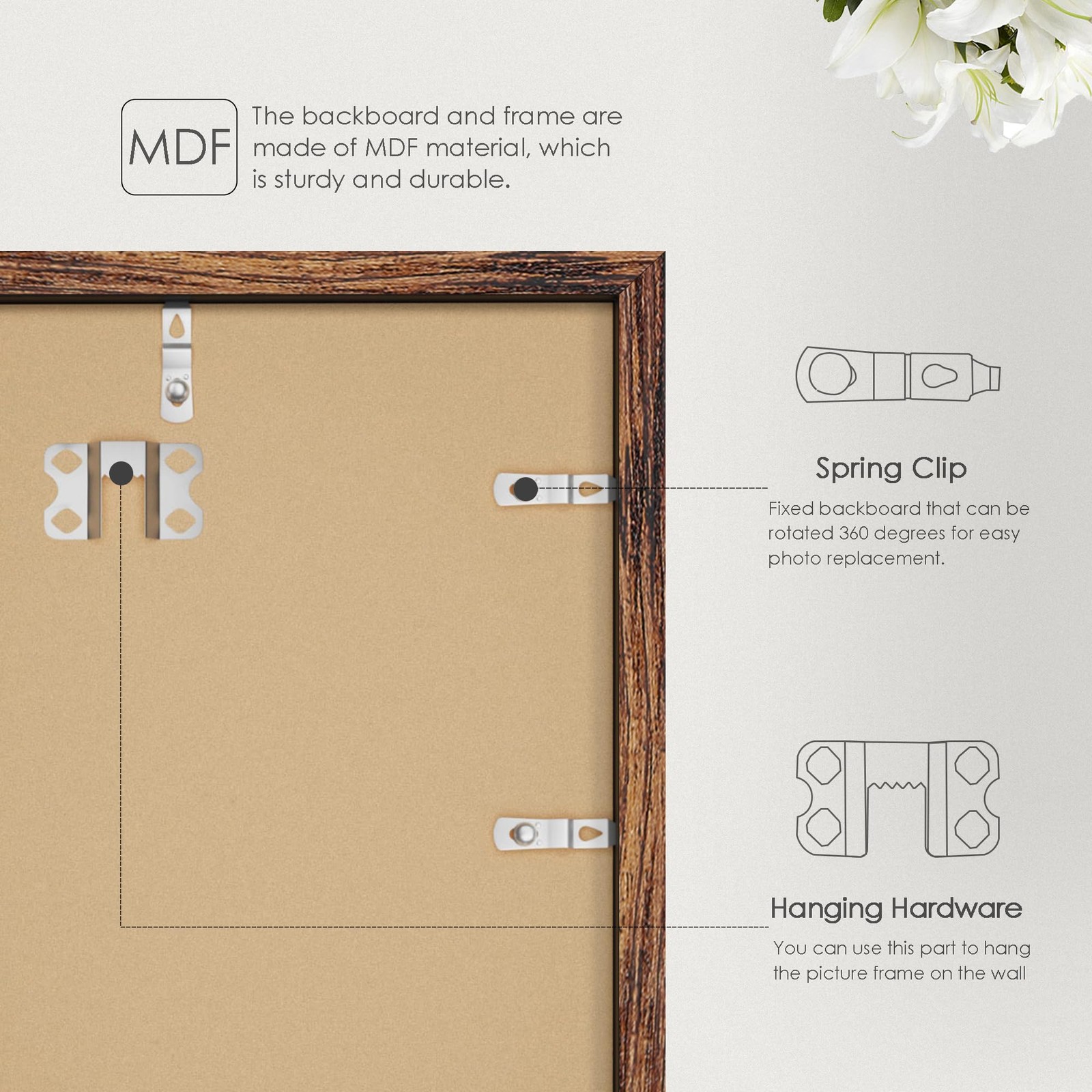 17×24 Picture Frame, Classic Brown 17 x 24 Poster Frame for Horizontal or Ver…