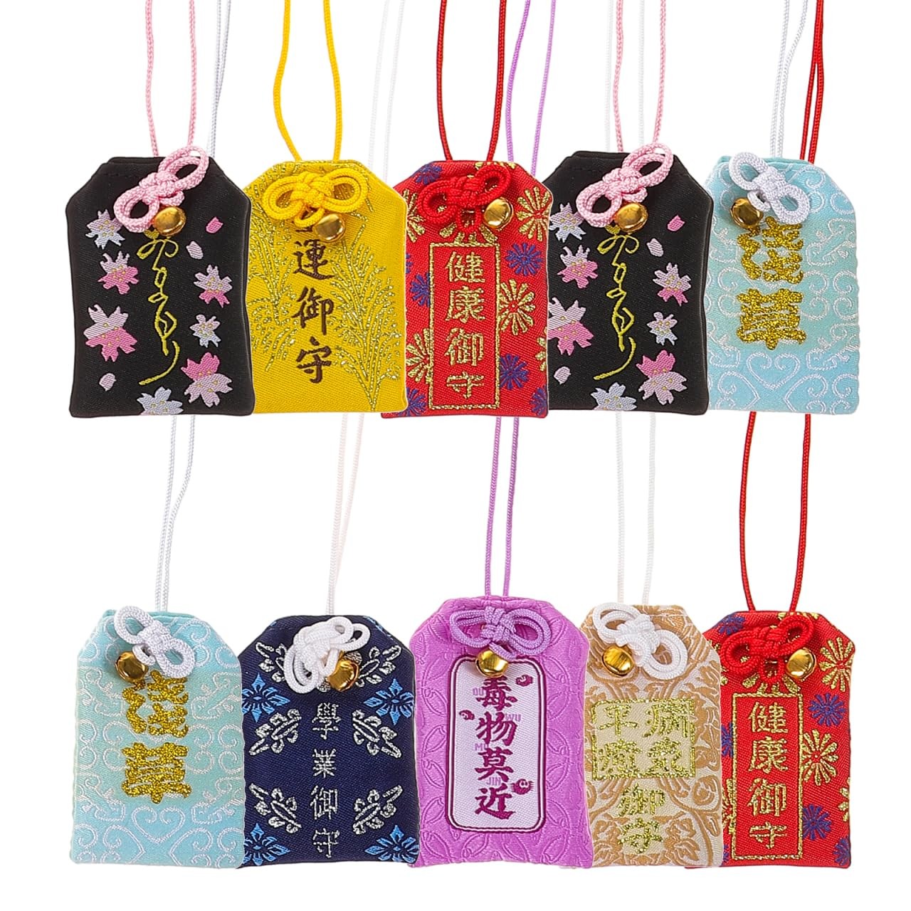 Japanese Omamori Lucky Charms Set Hanging Blessing Amulets