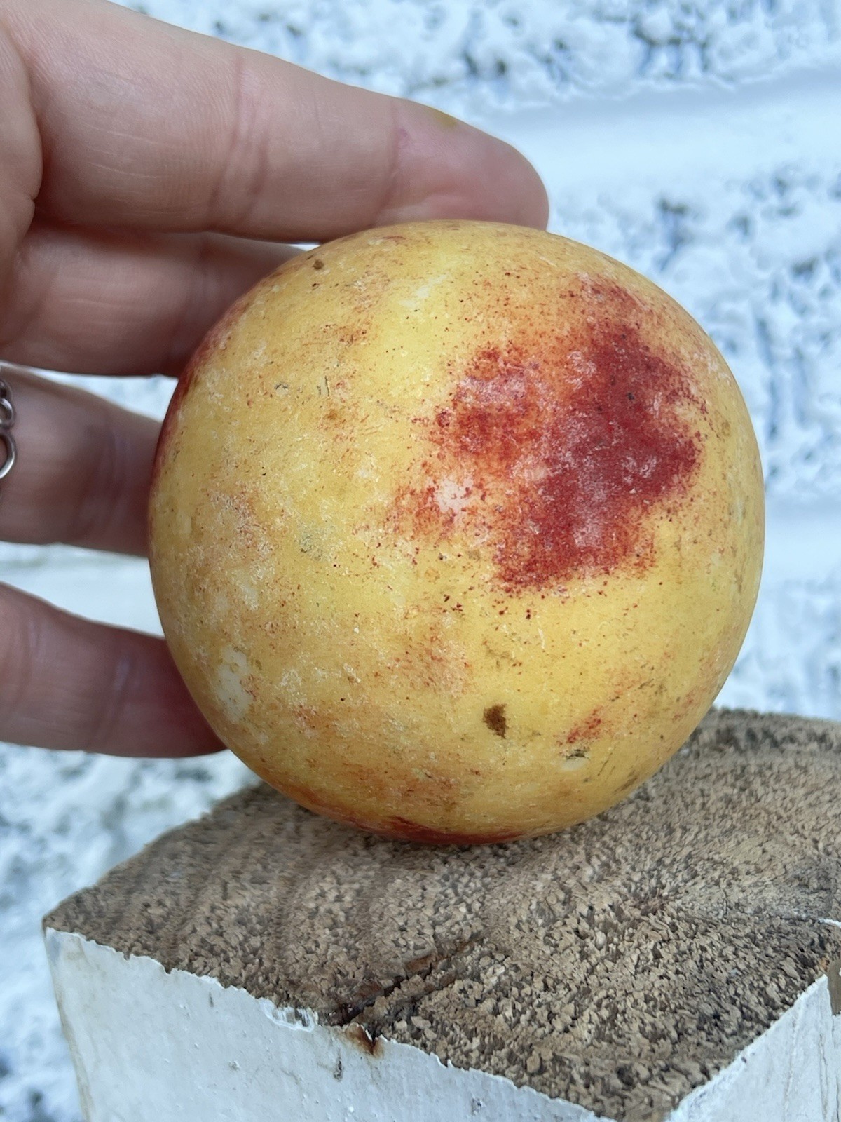 X1 Vintage Italian Alabaster Stone Fruit Peach Patina Marble Realistic 20oz
