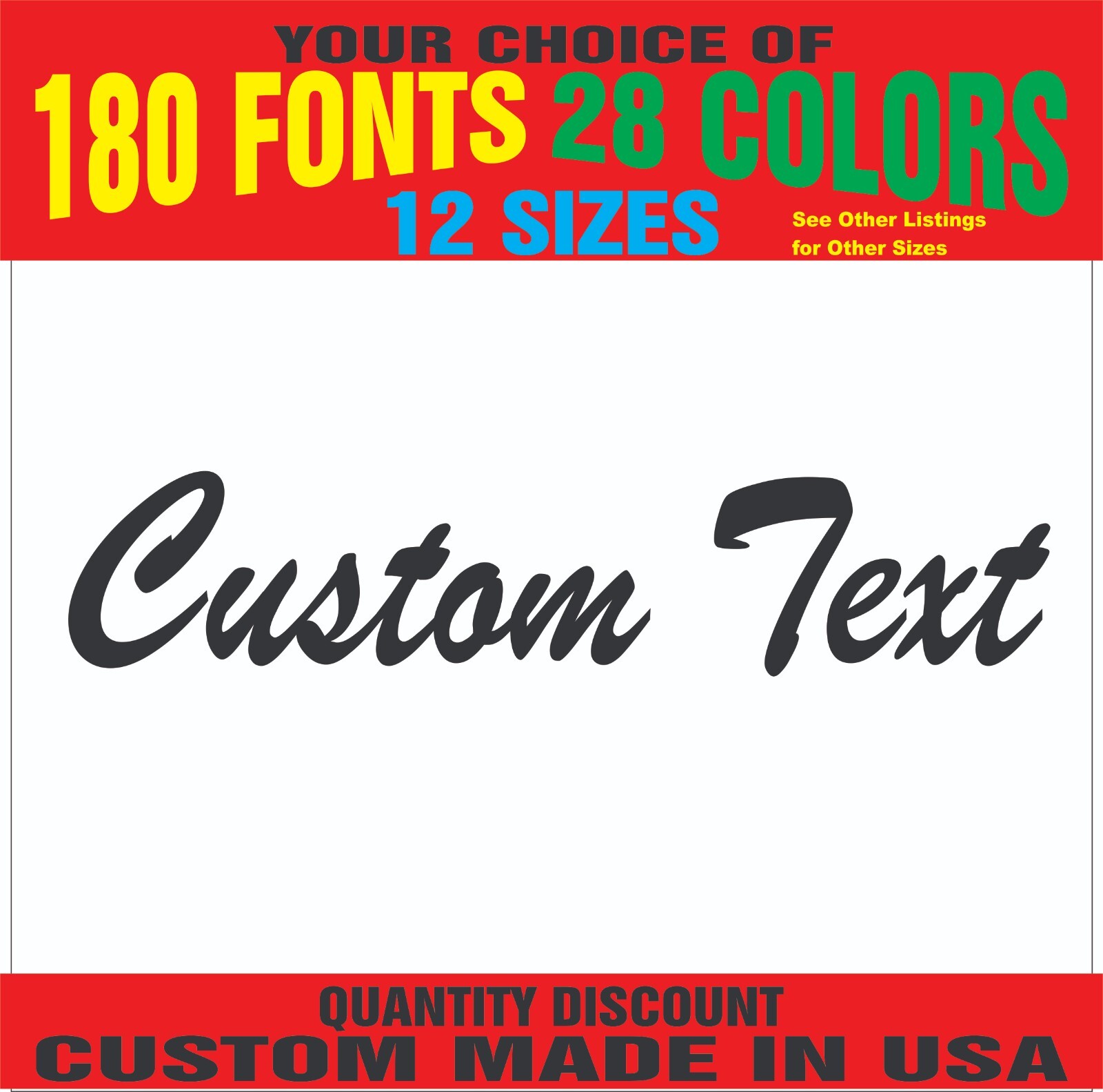 Your Text Vinyl Decal Sticker Car Window Bumper Letters Numbers Lettering Name