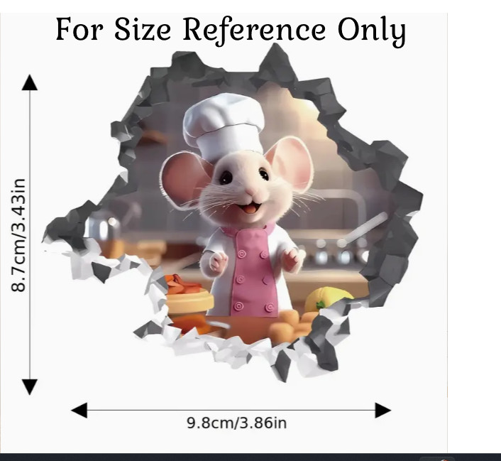 Rat Mouse Hole 4C Reading Book Wall Sticker Realistic Adhesive Decal Living Room