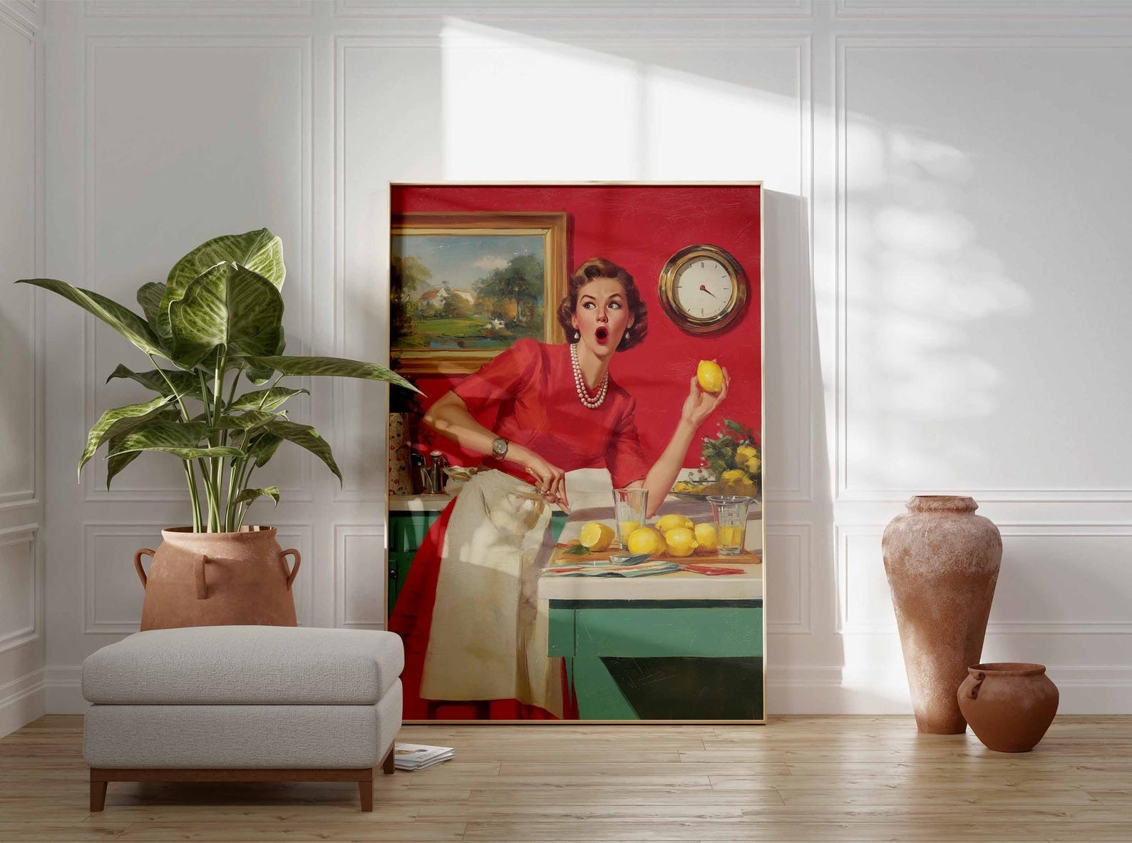Retro Kitchen Lemon Poster Vintage 1950s Pop Art Print Funny Housewife.Unframed