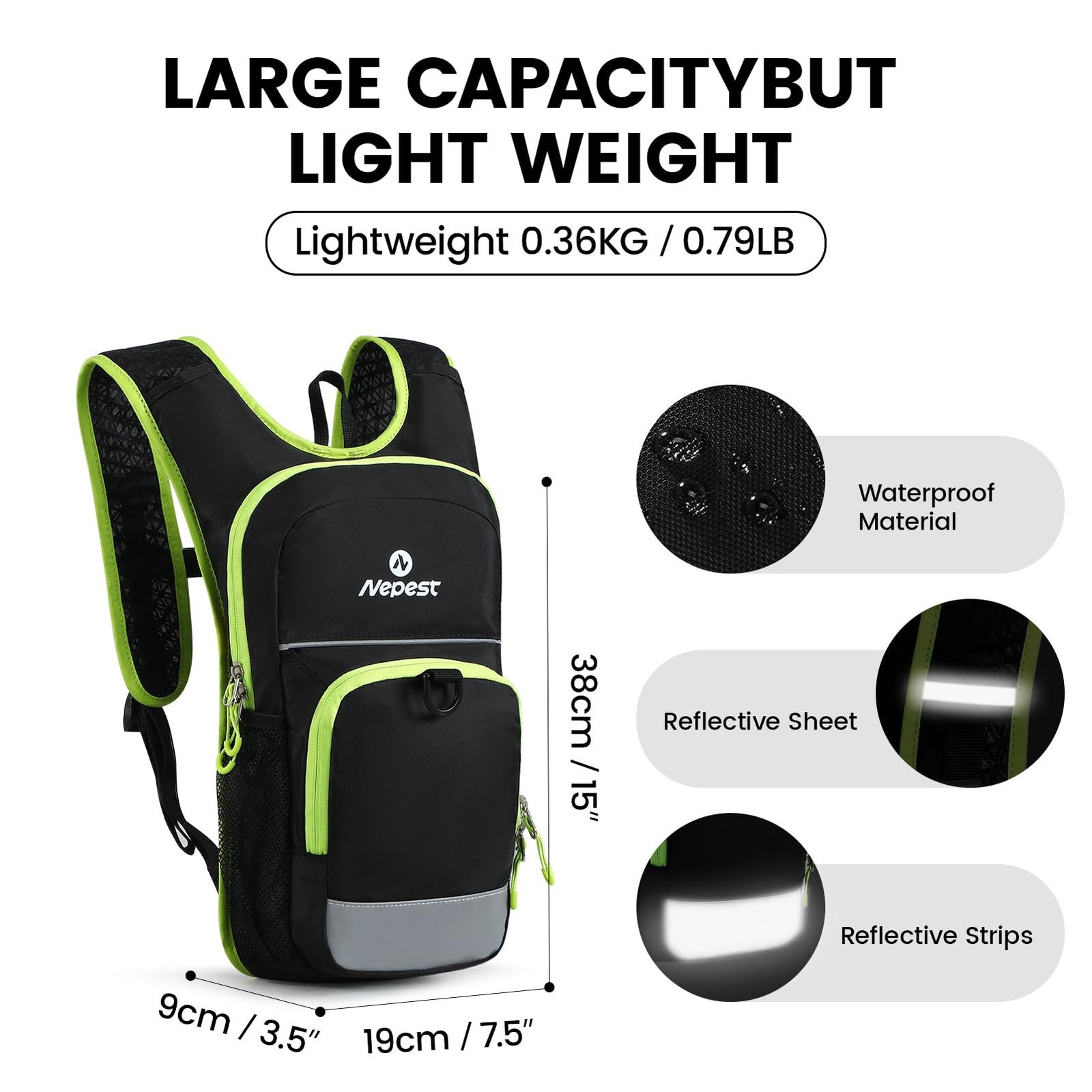 Nepest Kids Hydration Backpack, Mini Water Backpack with 1.5L Water Bladder f…