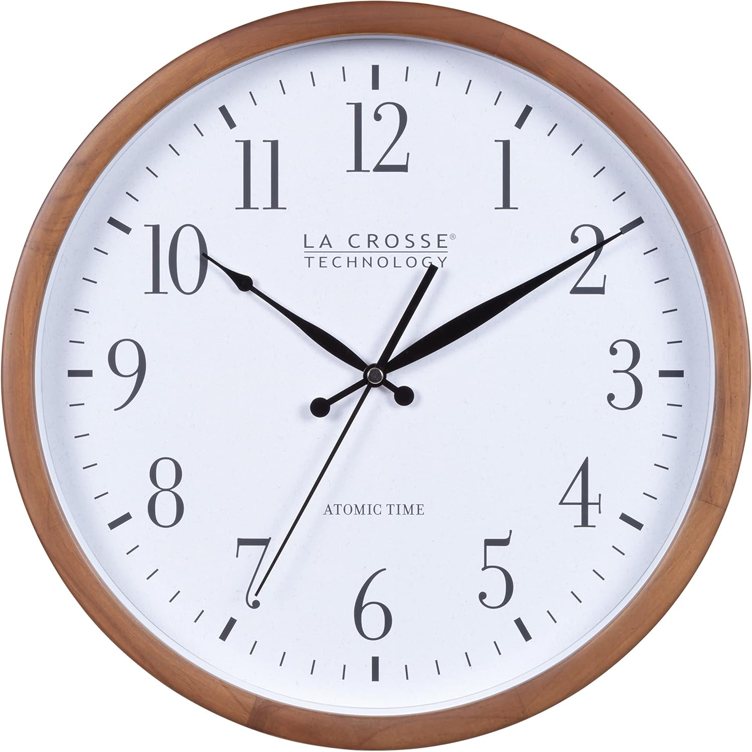 Atomic Analog Wall Clock, Wood, 12.80″ (404-50447)