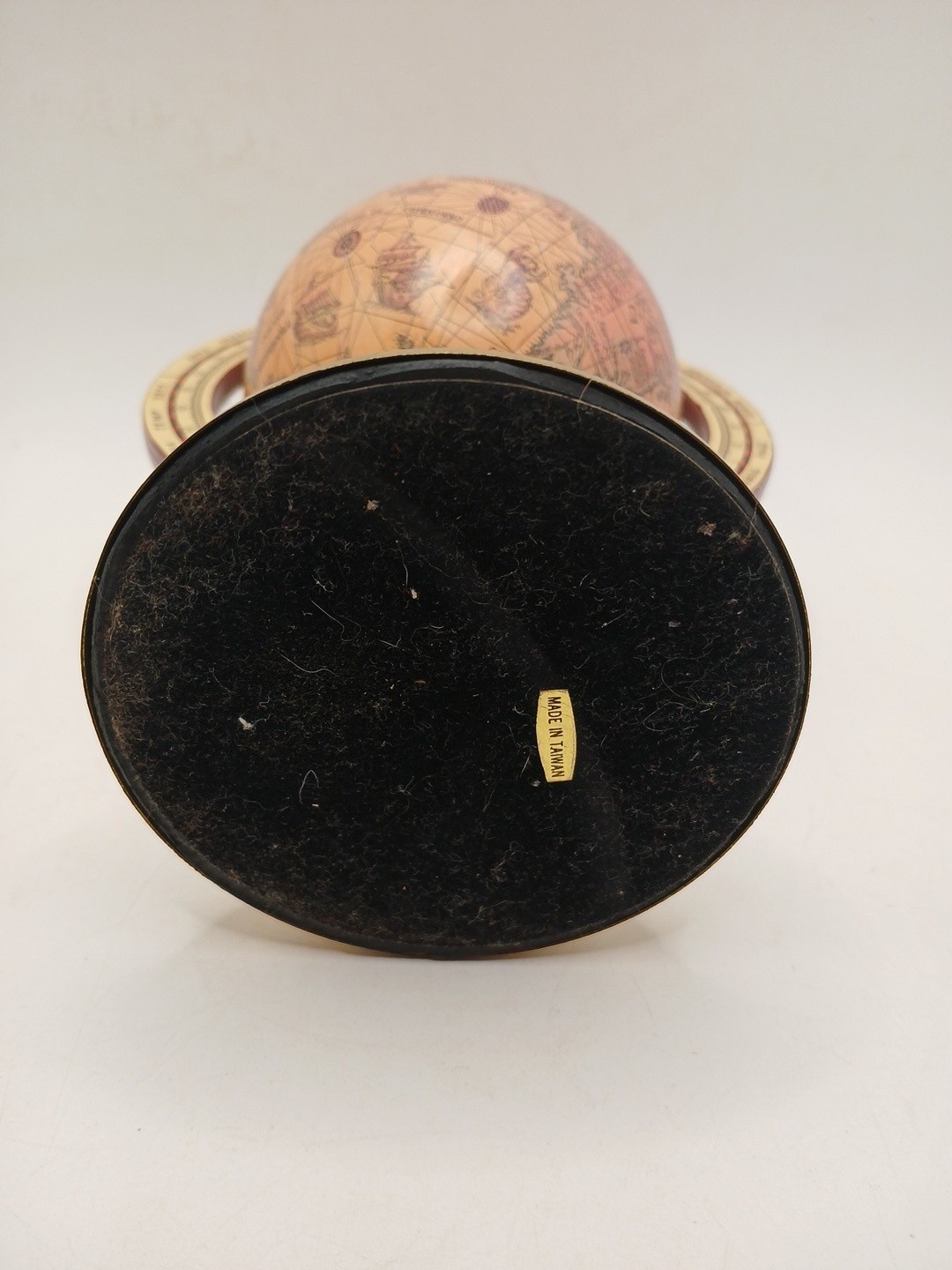 Small Desk Globe Brass Base Old World Map Decor Meridian Ring Vintage Style 6”