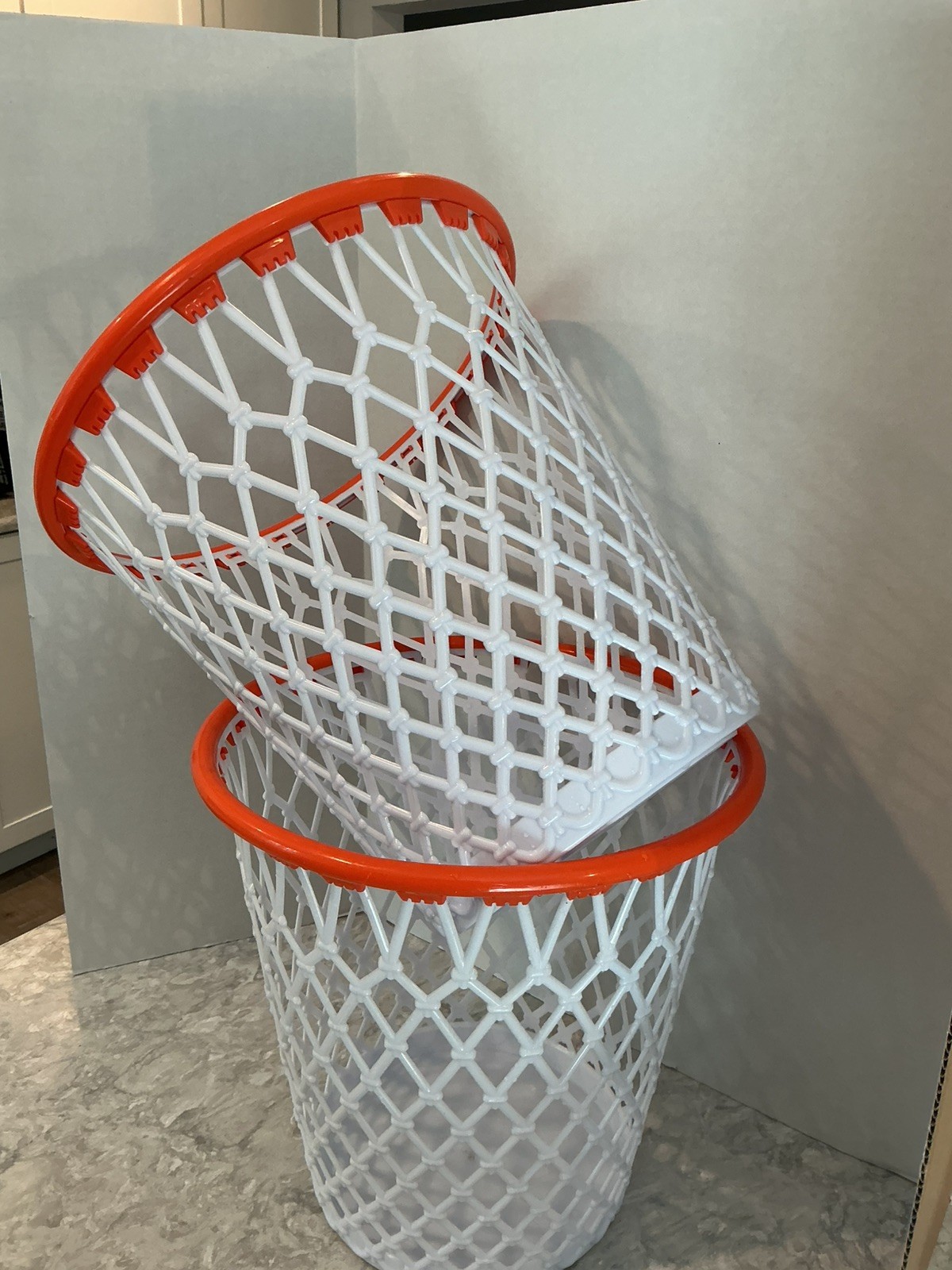 2 Hoopster Wastepaper Basketball Association Hoop & Net Basket Garbage Trash Can