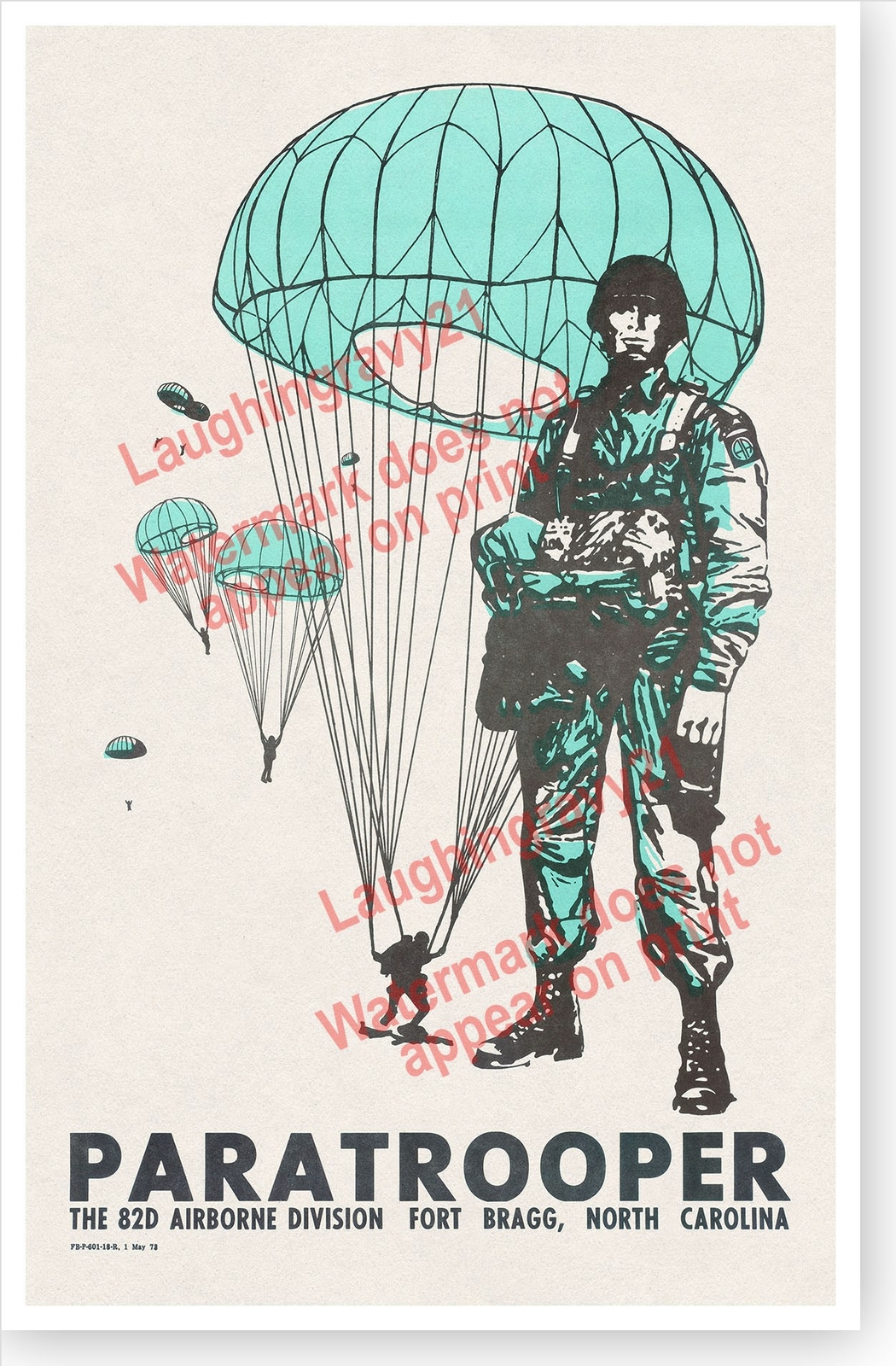 82nd Airborne Paratrooper Fort Bragg 1973 Recruitment Poster Version 2 – Retro