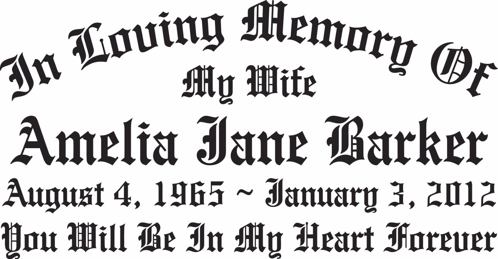 In Loving Memory Of – Personalized Wide Sticker Decal – Up to 5 Lines – 3 Sizes