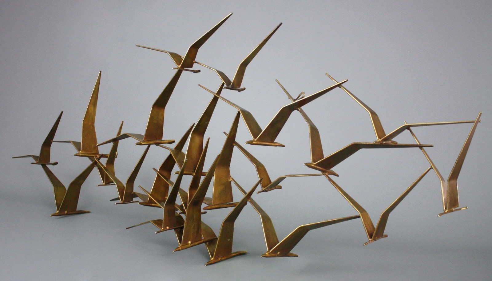 Vintage C. Jeré Wall Sculpture, “Birds in Flight” Signed & Dated, 1968, Steel