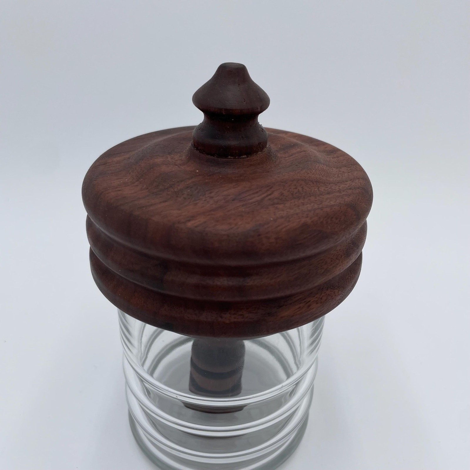 Honey Dipper Jar – Walnut Wood and Glass – Handturned Lid and Dipper