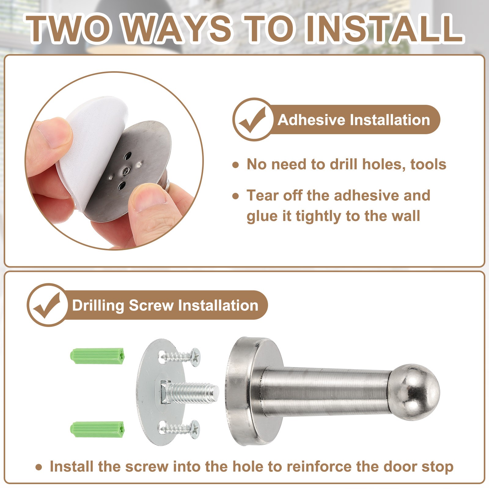 7.5″ Magnetic Door Stoppers, Wall Floor Mounted Door Catch Holder, Silver