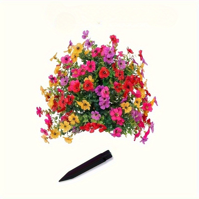 Artificial Violet Flowers with Ground Spike Fake Plants Garden Patio Yard Decor