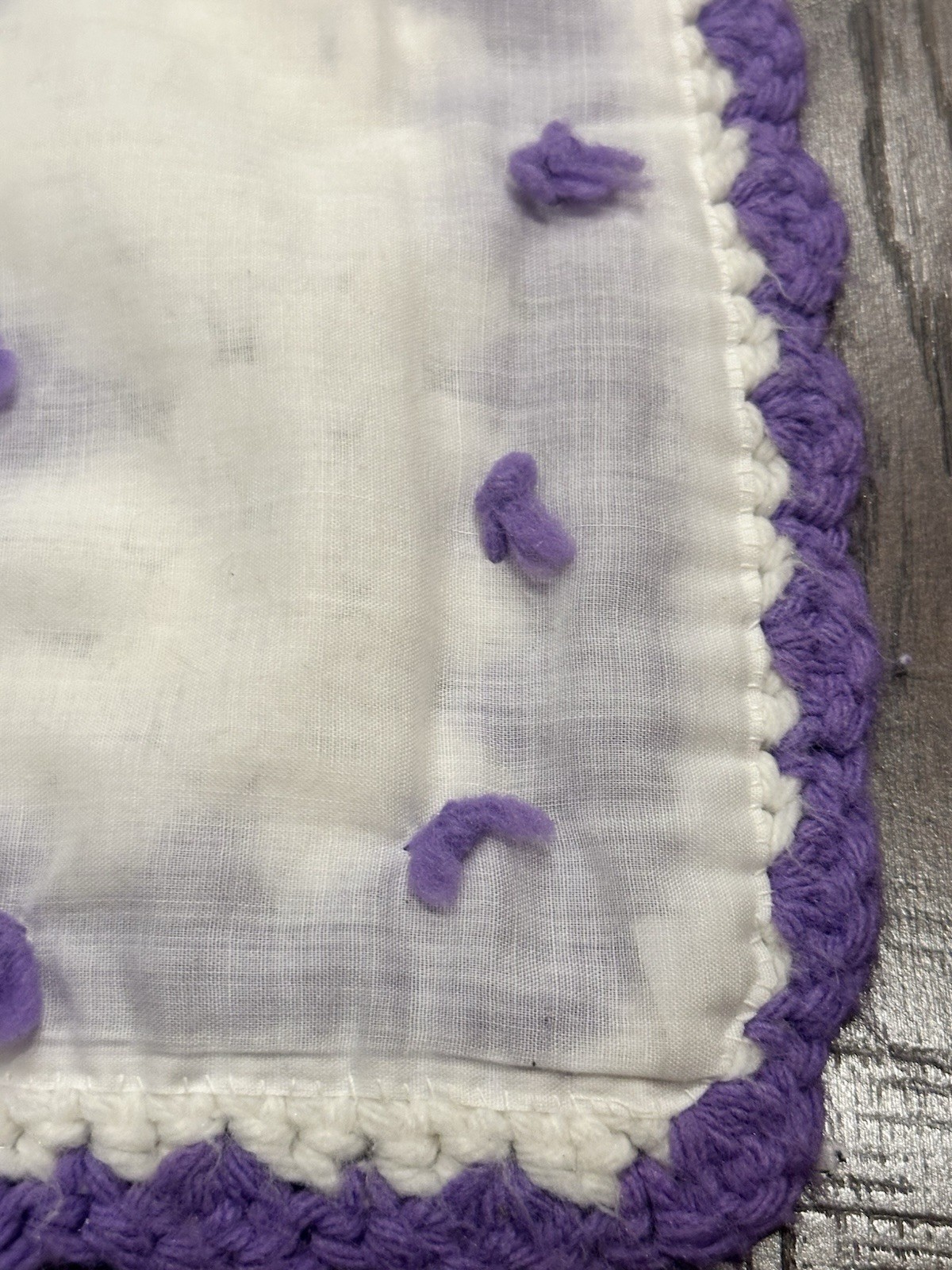 Handmade Crochet Granny Square Blanket Purple White 65×45 Throw Afghan