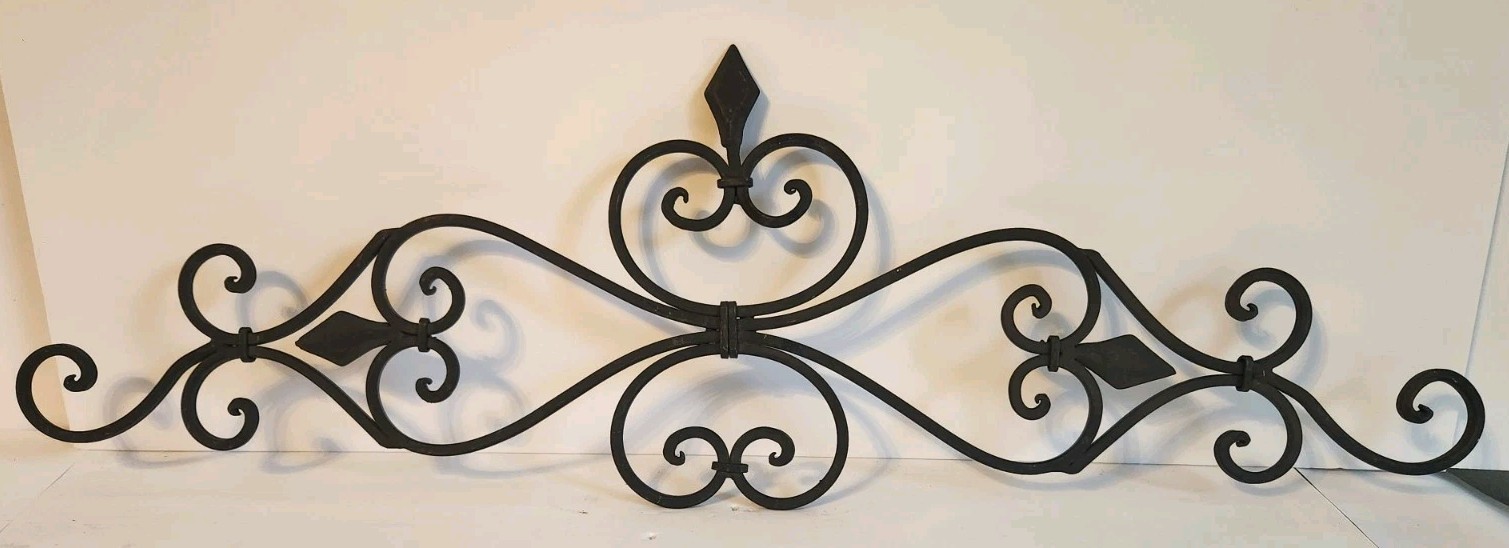 Vintage Gothic Ornate Scroll Work Wrought Iron Door Topper Wall Decor #1