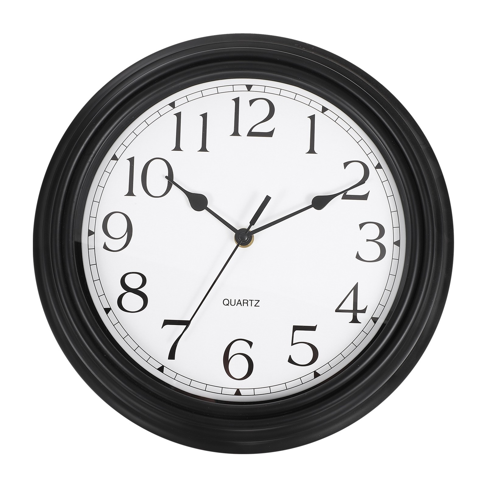 12″ Arabic Numerals Vintage Wall Clock Plastic Finish Clock Pure Black