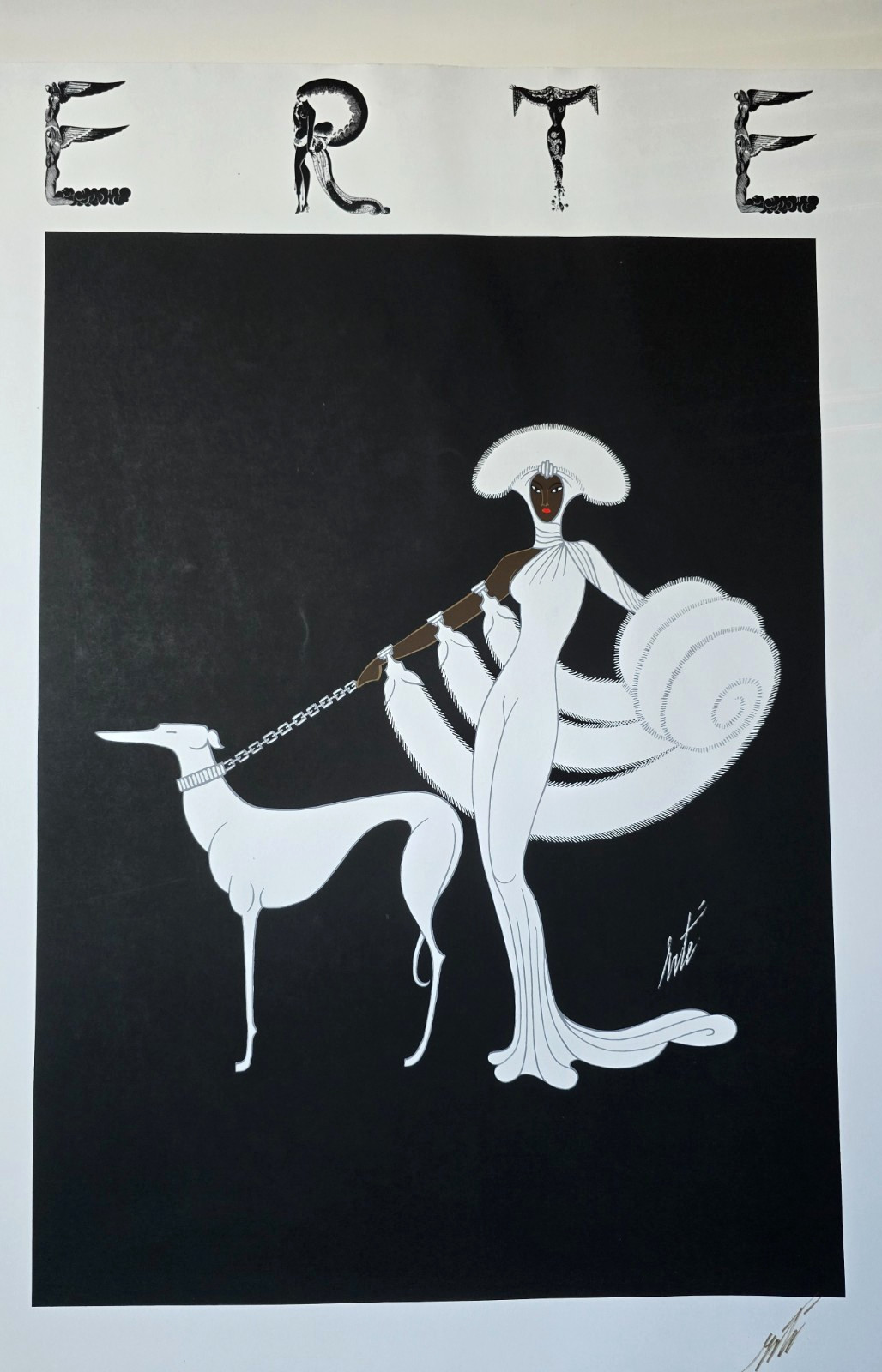 1982 ERTE HAND SIGNED SEVENARTS LIMITED ART DECO PRINT SYMPHONY IN WHITE