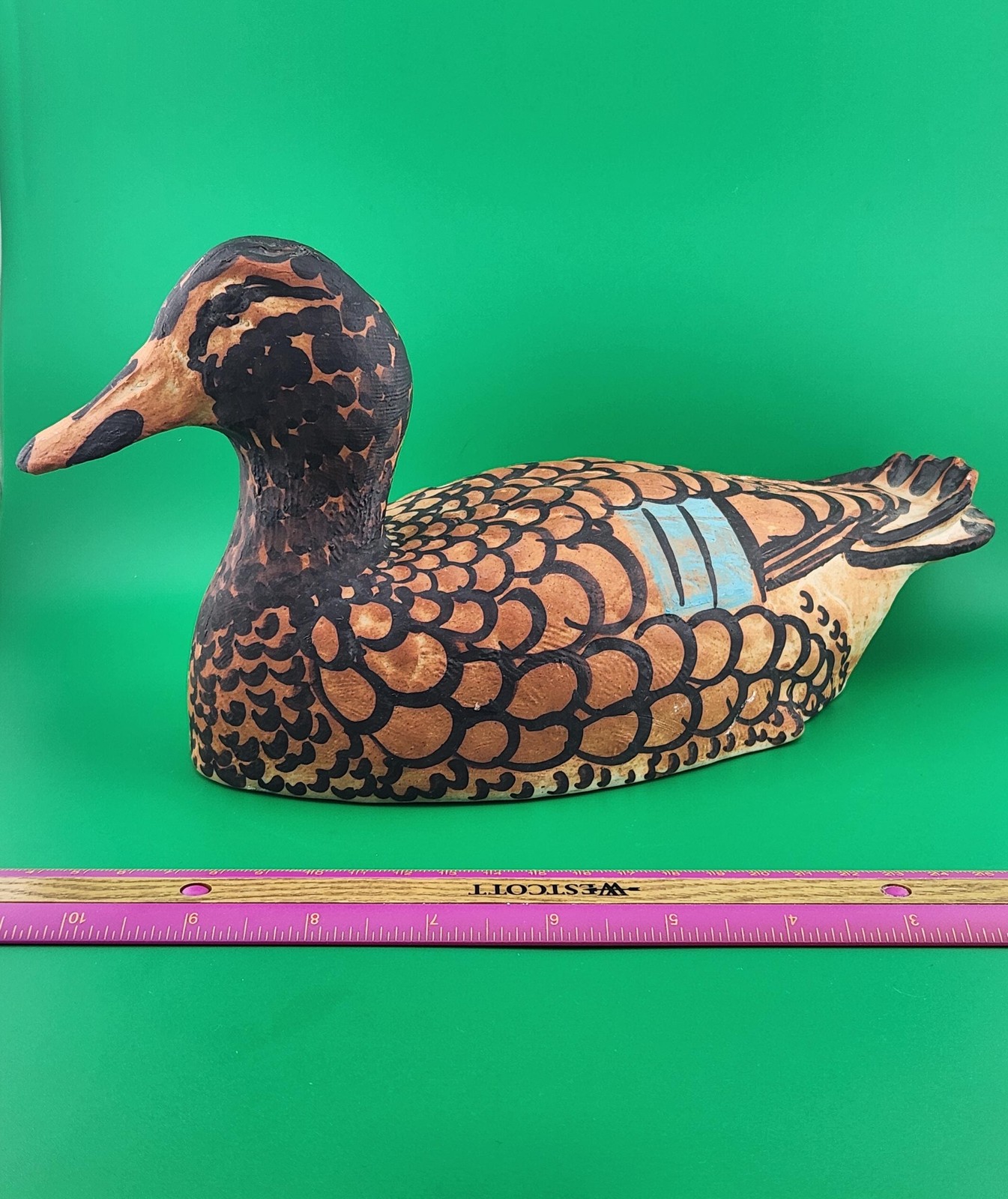 Irish Ceramic Duck Figurine Hand Painted Folk Art Rustic Decorative