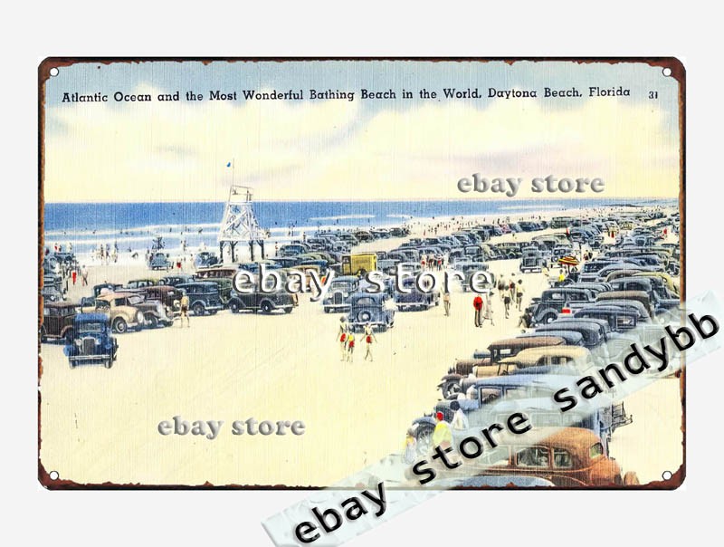 1930-45 Atlantic Ocean most wonderful bathing, Daytona Beach, Florida tin sign