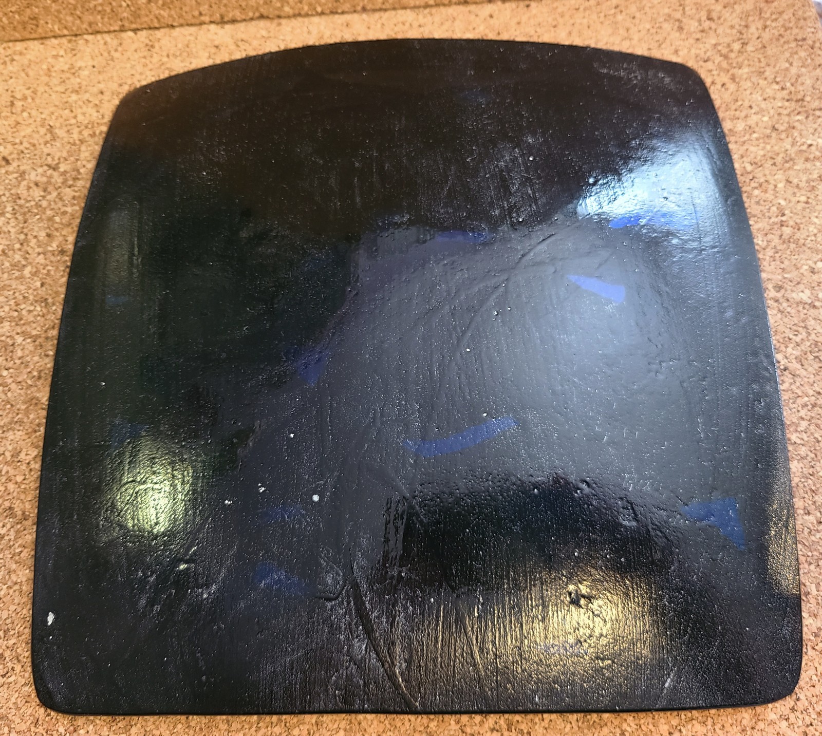Handmade Black Dichroic Glass Fused Glass Trinket Dish Bowl 7.75×7.75″