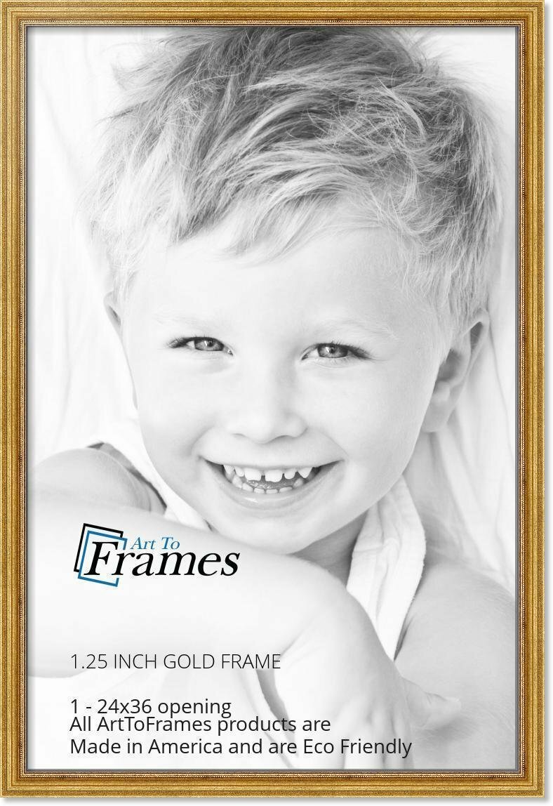 ArtToFrames Custom Picture Poster Frame Gold Foil on Pine 1.25″ Wide Wood