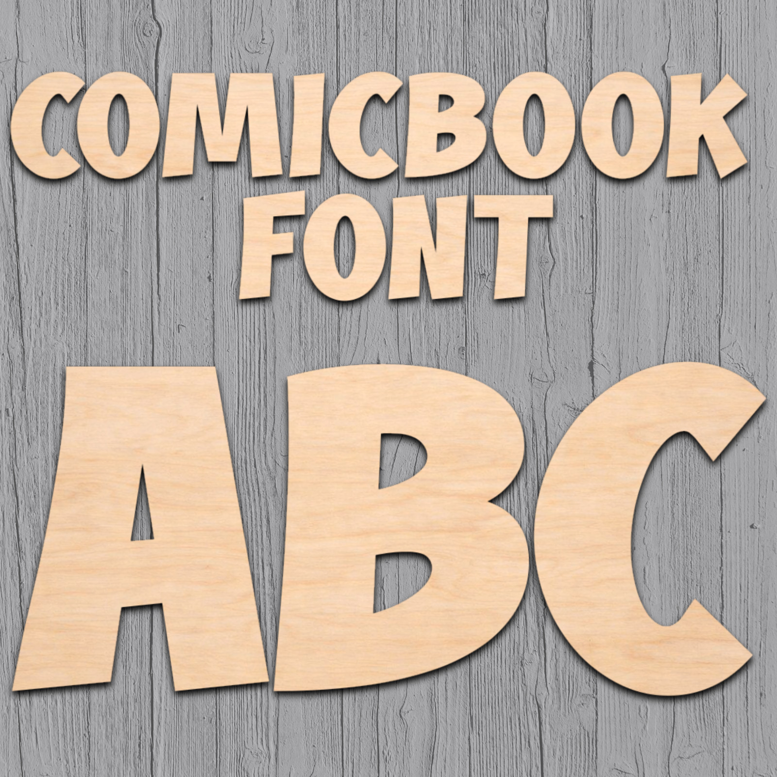 Comic Book Wood Letters Numbers Cutout Unfinished Laser Cut 3mm Craft Thru 14″