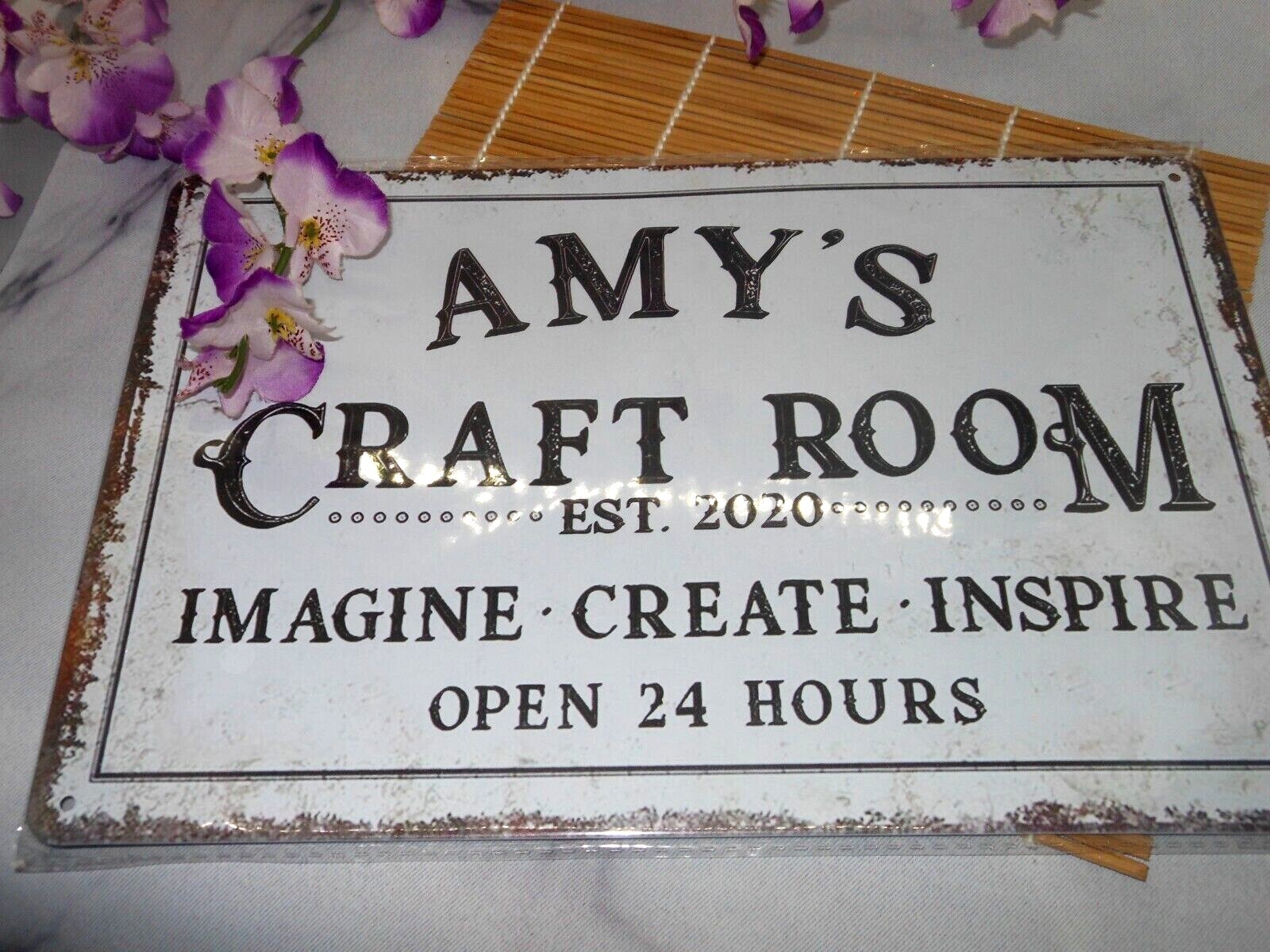 AMY’S CRAFT ROOM ~METAL WALL SIGN ~ 8 X 11.5 New NO OTHER NAMES AMY ONLY