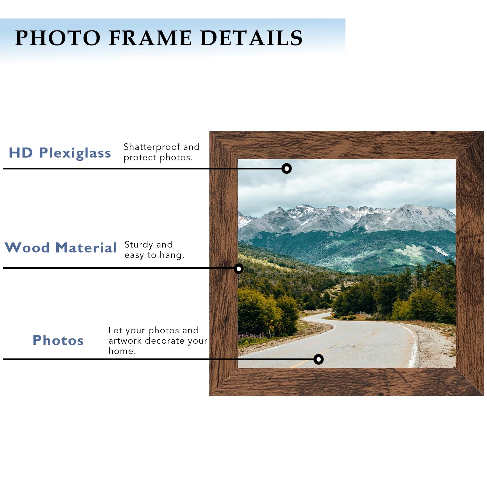 QOTIB 5×5 Picture Frame Deep Brown for Wall Hanging or Tabletop, Wood 5 x 5 F…