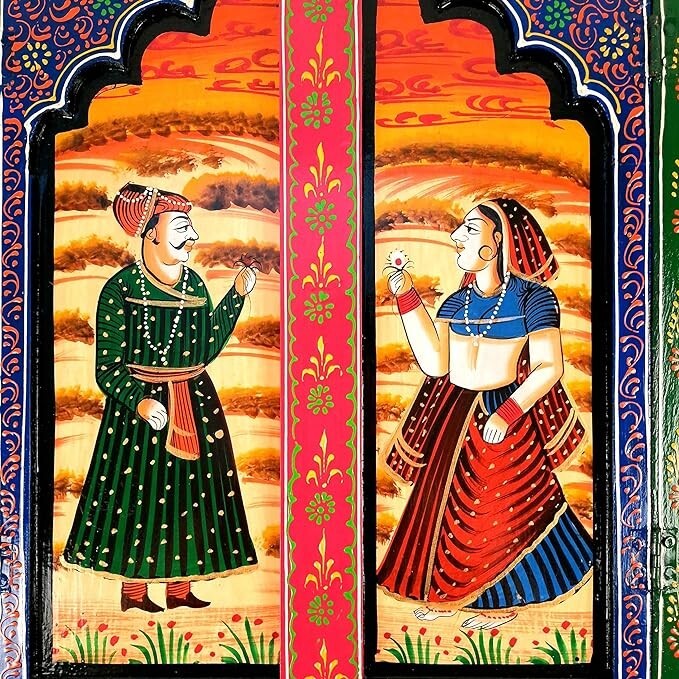 Wooden Jharokha Window Wall Hanging With Doors (Multicolored/15 Inch) gift item