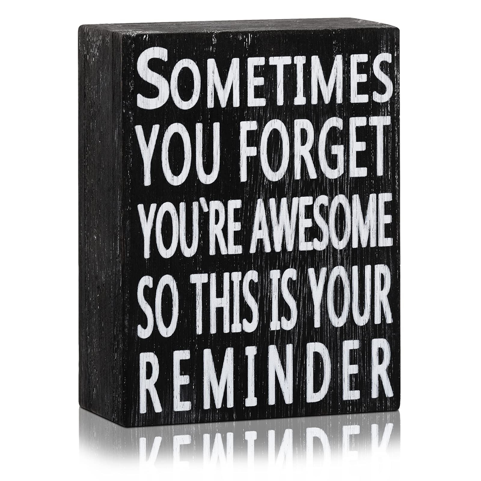 Inspirational Wood Box Sign 5 x 4 Inch Home Office 4×5 inches, Black Board