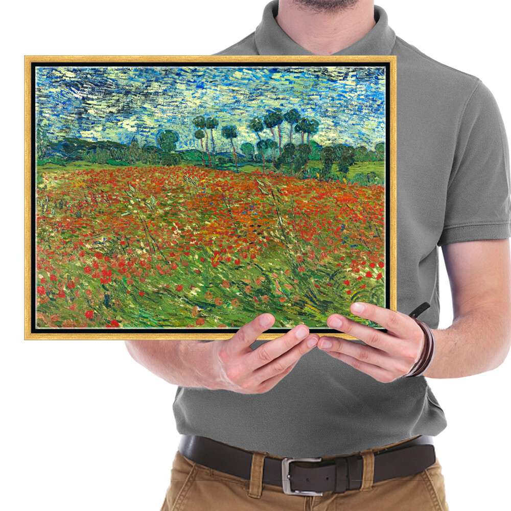 Framed Poppy Field June 1890 Canvas Print Van Gogh Paintings Repro Wall Art