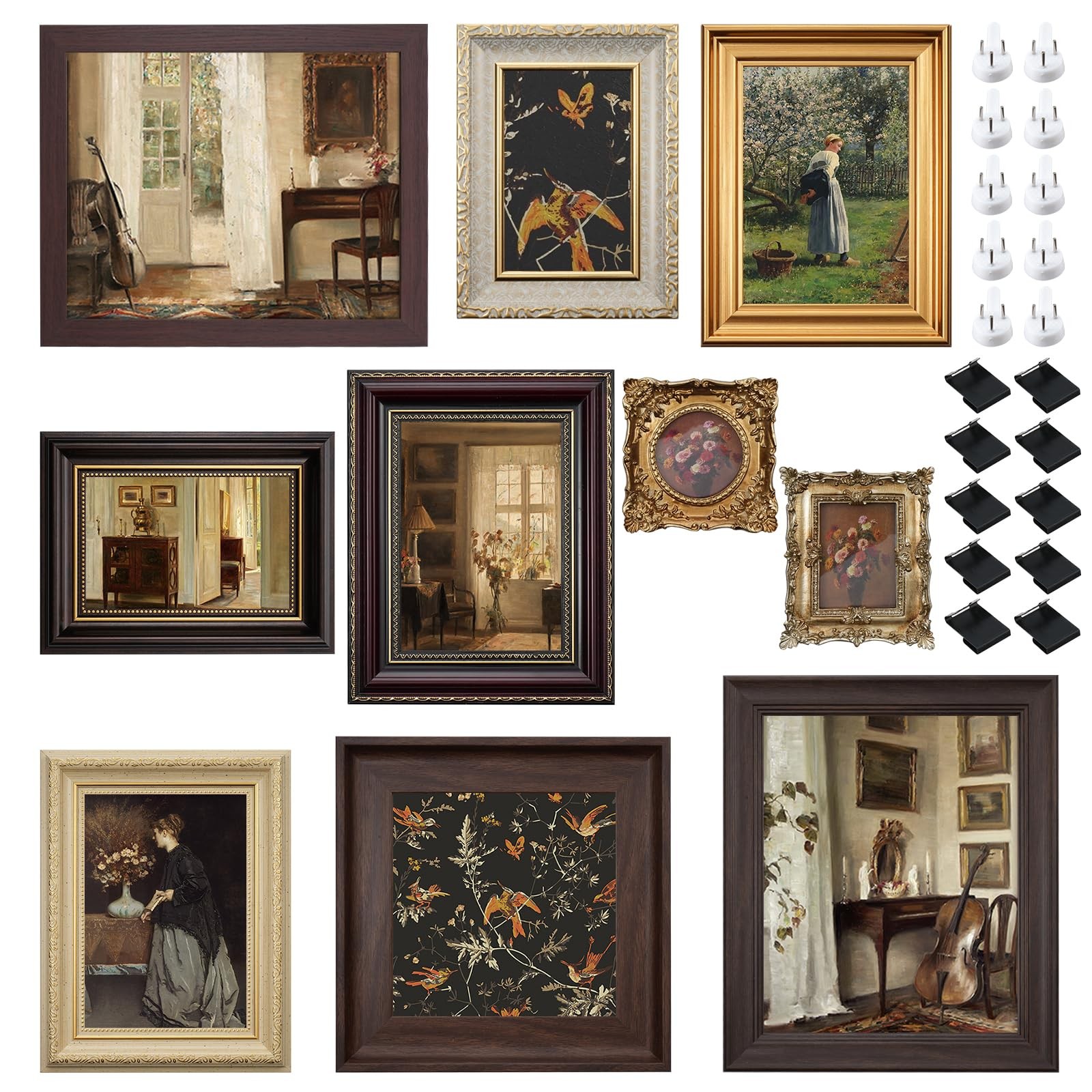 10 Pack Vintage Picture Frames for 10 x 8 inches to 3 x 2 inches, Classic