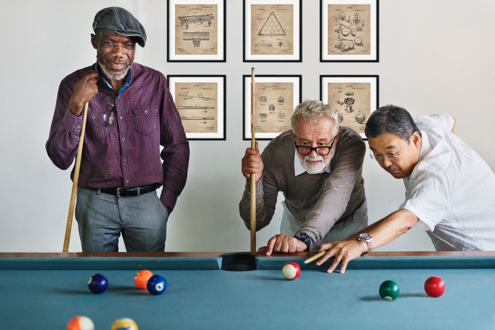 6 Billiards Patent Wall Art Prints – 8×10 in – Gifts for Pool Players Room Decor
