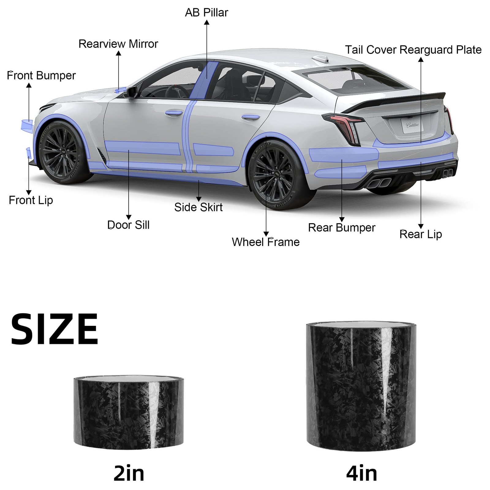 Lypumso Black Forged Carbon Fiber Vinyl Wrap Tape, 4 Inch x 20ft Self-Adhesiv…
