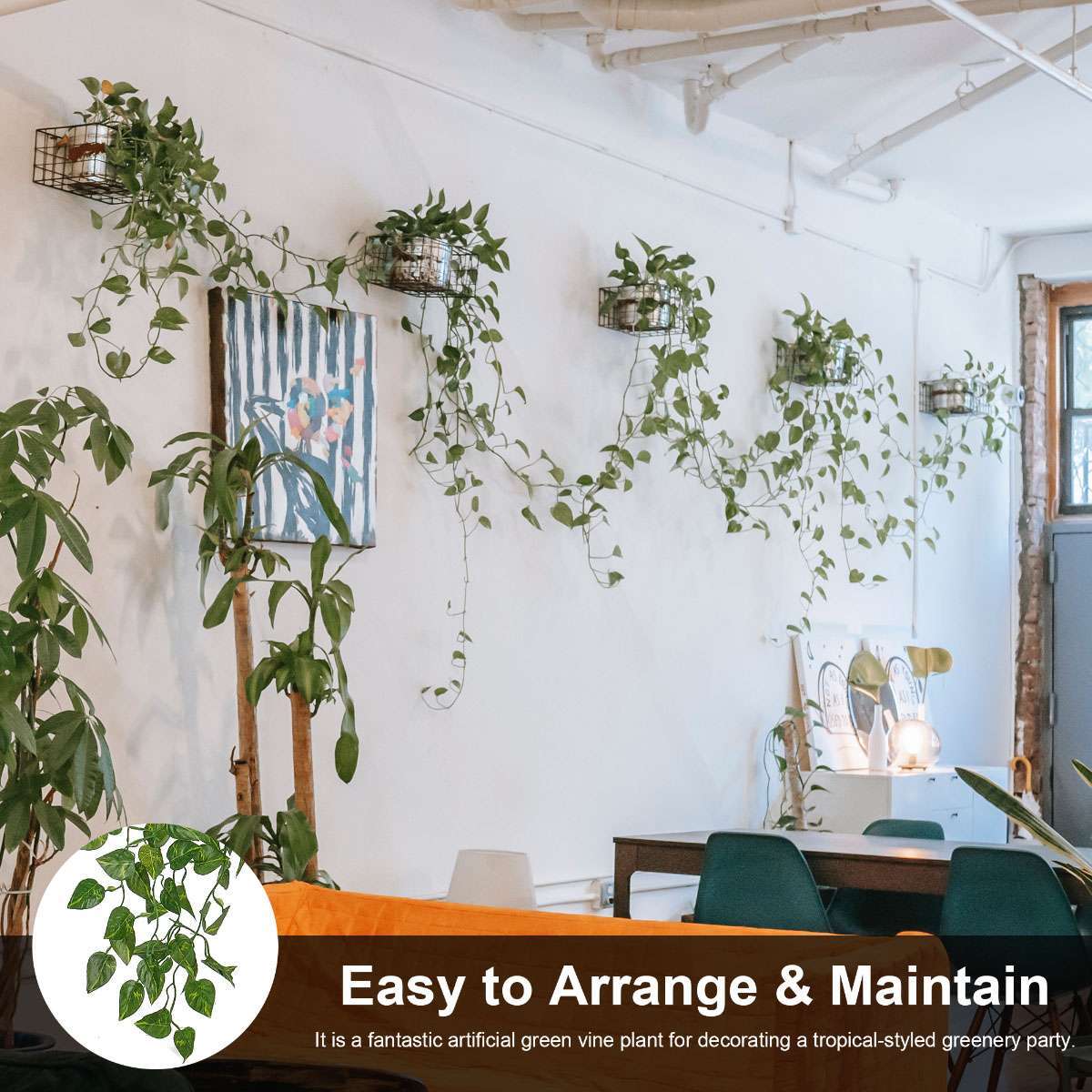 1/2/4 Pcs Artificial Ivy Leaf Plants Vine Hanging Garland Fake Flower Home Decor