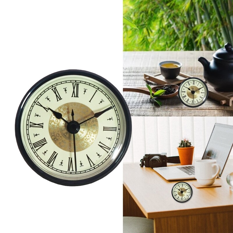 70mm Round Clocks Head Insert Roman/Arabic Number Small Desk Clock Home Decor