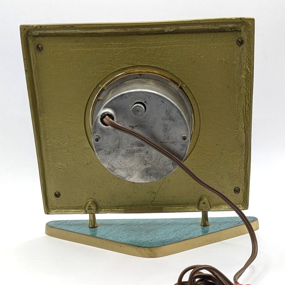 Vintage Blue and Brass Judaica Hebrew 12 Tribes Electric Mantle Clock Israel