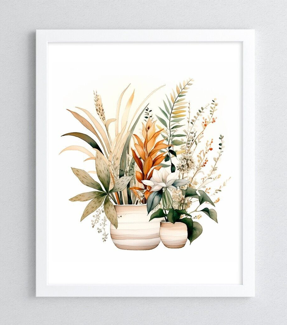 Plants Wall Art Print, Potted Plants Wall Art Decor, Plants Art Print