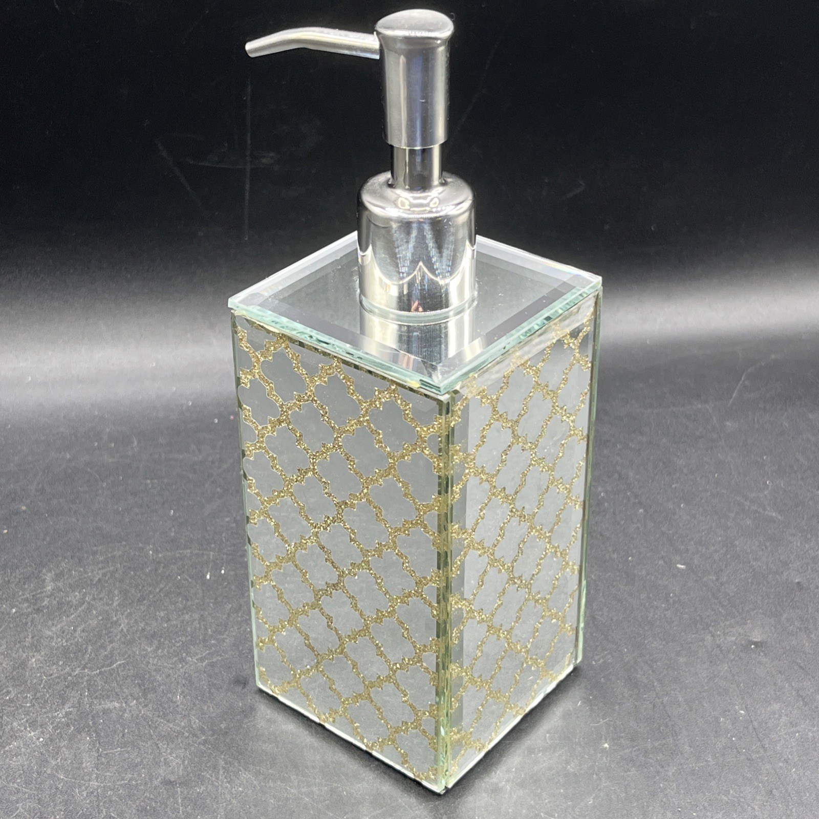 fitz & floyd trellis Pump soap Dispenser mirrored gold Sophisticated Glam