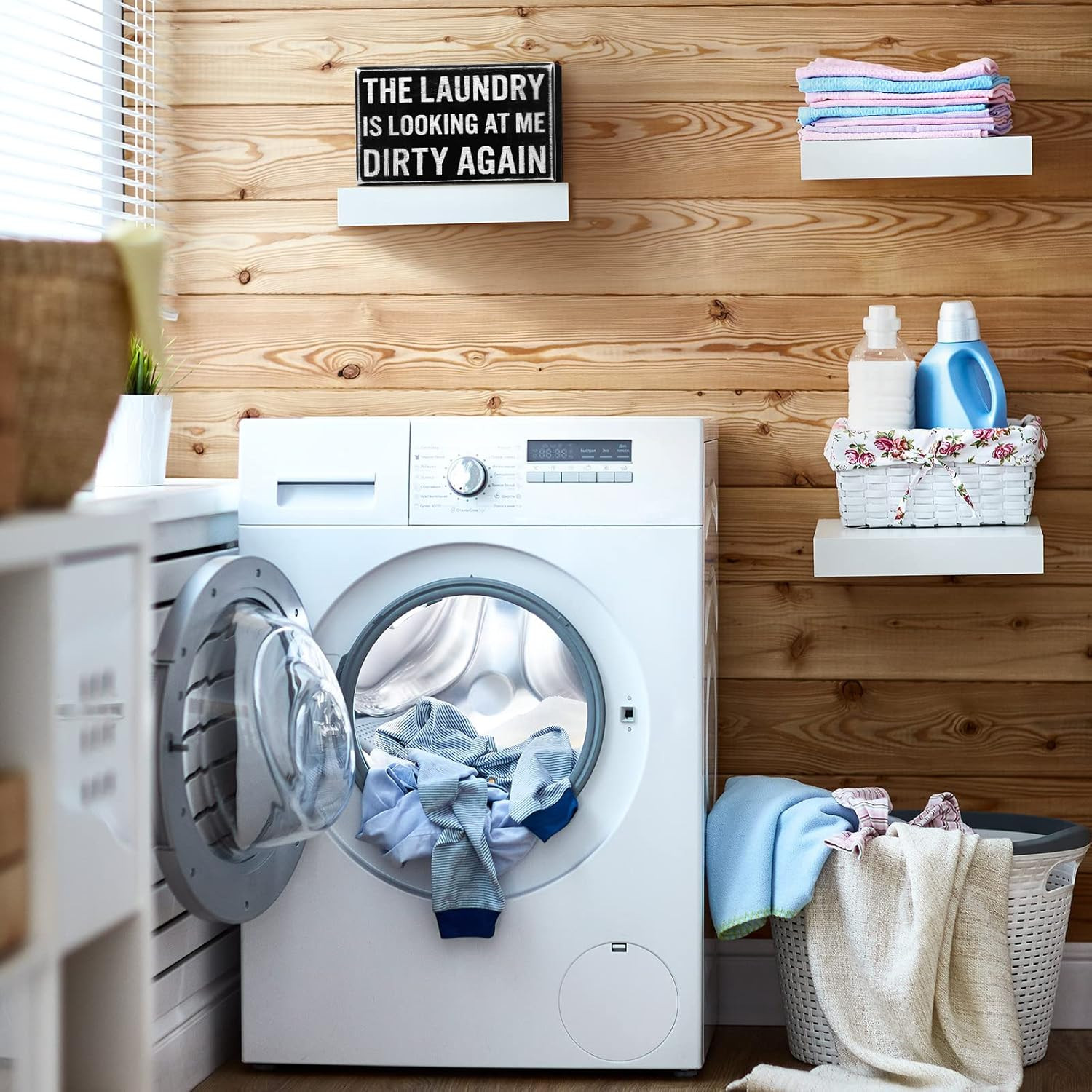 Farmhouse Laundry Room Decor Funny Room Box Signs Rustic the Laundry Is Looking