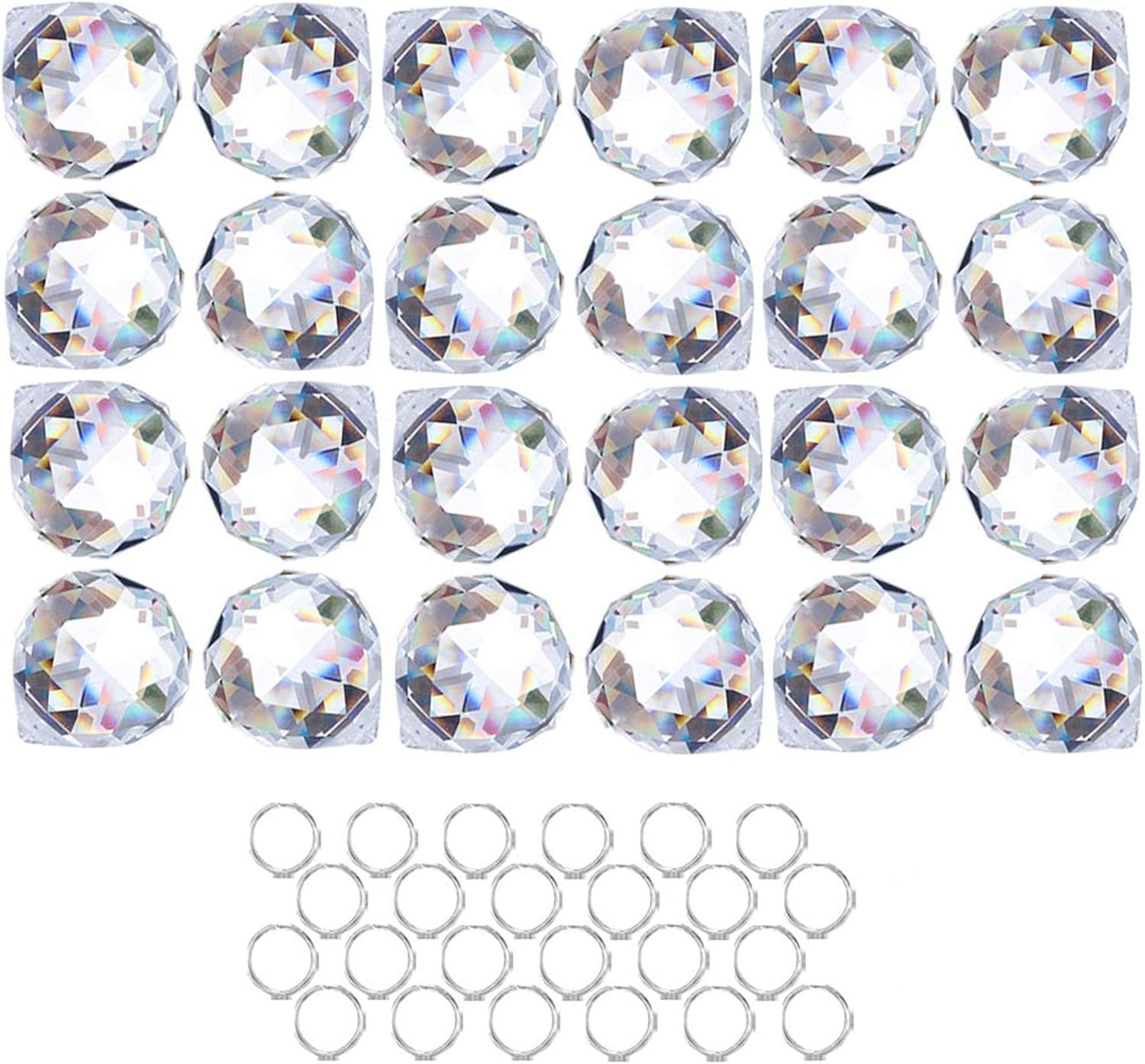 24Pcs 20mm Clear Crystal Ball Prisms for Suncatchers and Window Decor