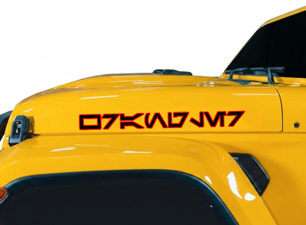 Custom Jeep Name Hood Decal Starwars Aurebesh Letters Fits all Jeeps 30in x2