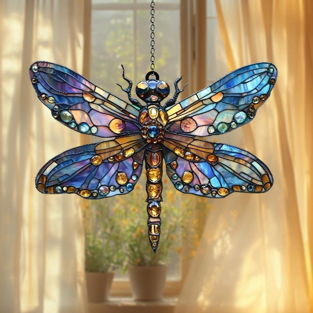 Dragonfly Acrylic Suncatcher, Bohemian Suncatchers for Window Hanging Ornament,