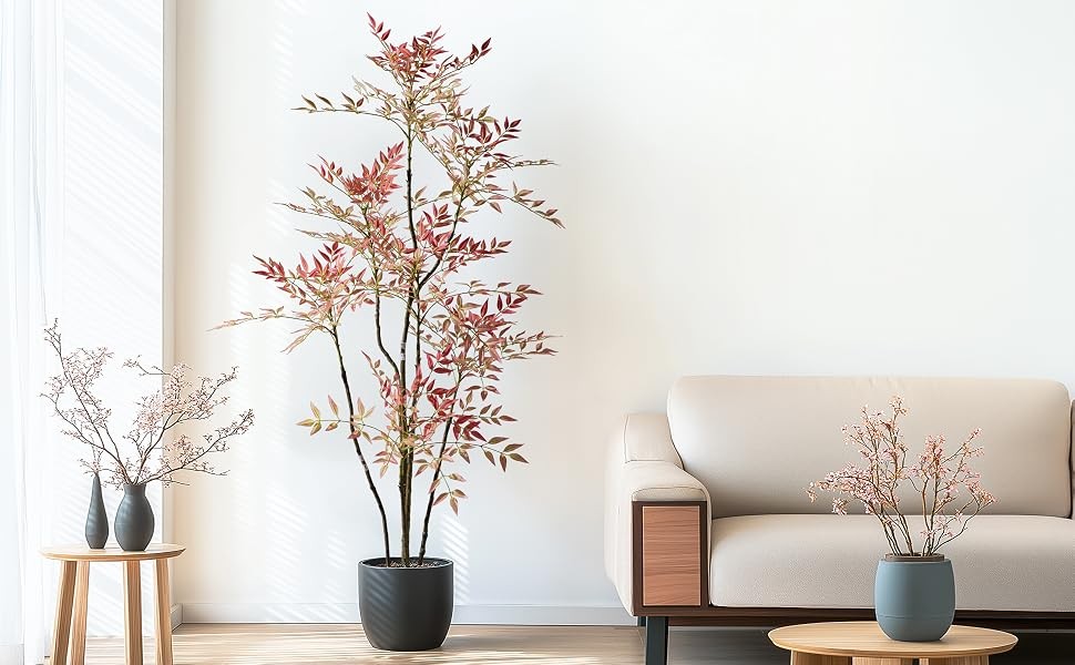 7.2ft Faux Bamboo Tree Artificial Nandina Tree Artificial Indoor Plants